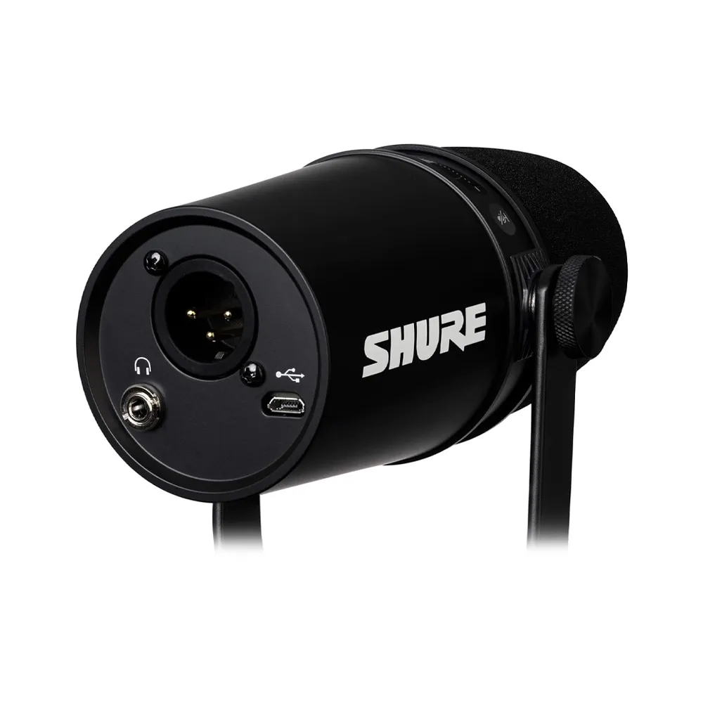 Shure MV7 USB Podcast Microphone, Built-In Headphone Output, All Metal USB/XLR Dynamic Mic, Voice-Isolating Technology - Black