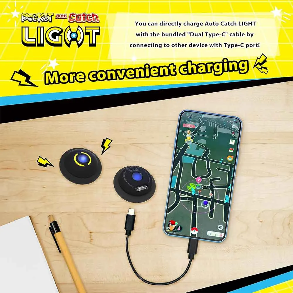 Brook Pocket Auto Catch Light-Dual Account Auto Catcher for Pocket Monster, Smallest & Lightest Auto Catch Device, AirTag-Size Bluetooth Accessory, Fast Auto Spin & Catch for iOS & Android