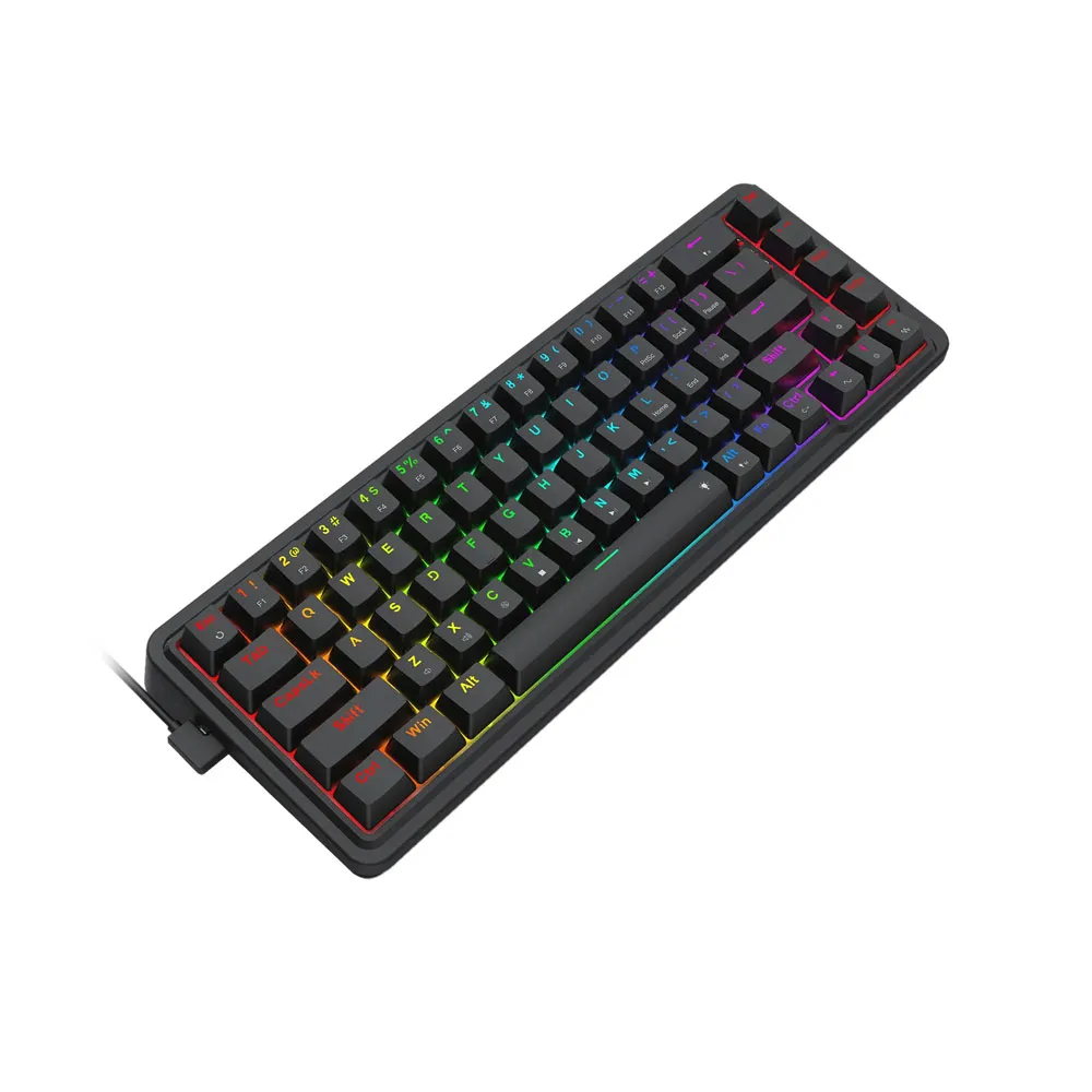 Redragon K709 65% Wired Gasket RGB Gaming Keyboard, 68 Keys Hot-Swap Compact Mechanical Keyboard w/Free-Mod Socket, Quiet Custom Linear Switch - Black