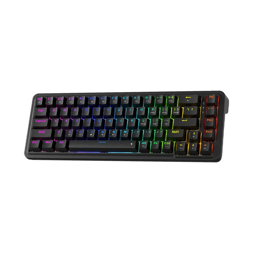 Redragon K709 65% Wired Gasket RGB Gaming Keyboard, 68 Keys Hot-Swap Compact Mechanical Keyboard w/Free-Mod Socket, Quiet Custom Linear Switch - Black