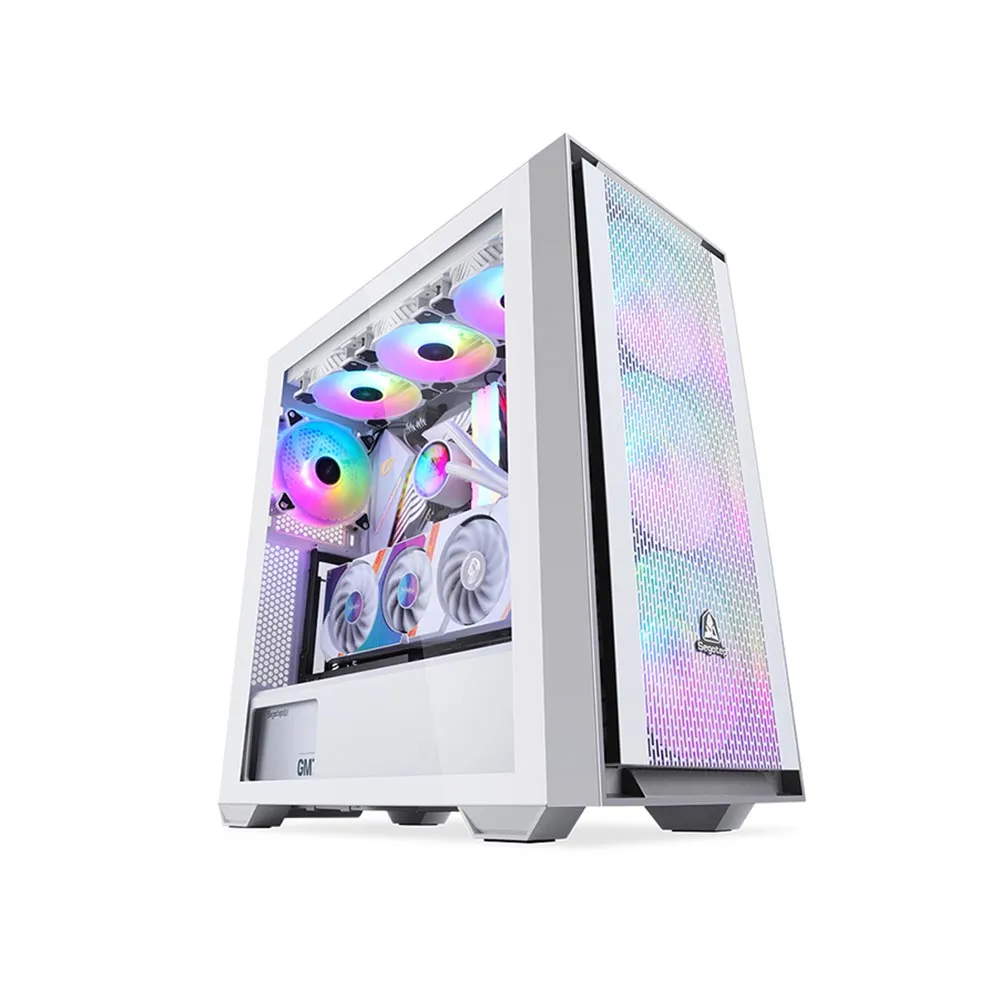 Segotep Gank 360 RGB Full-Tower E-ATX Desktop Gaming Computer PC Case (No Fan Included) - White 