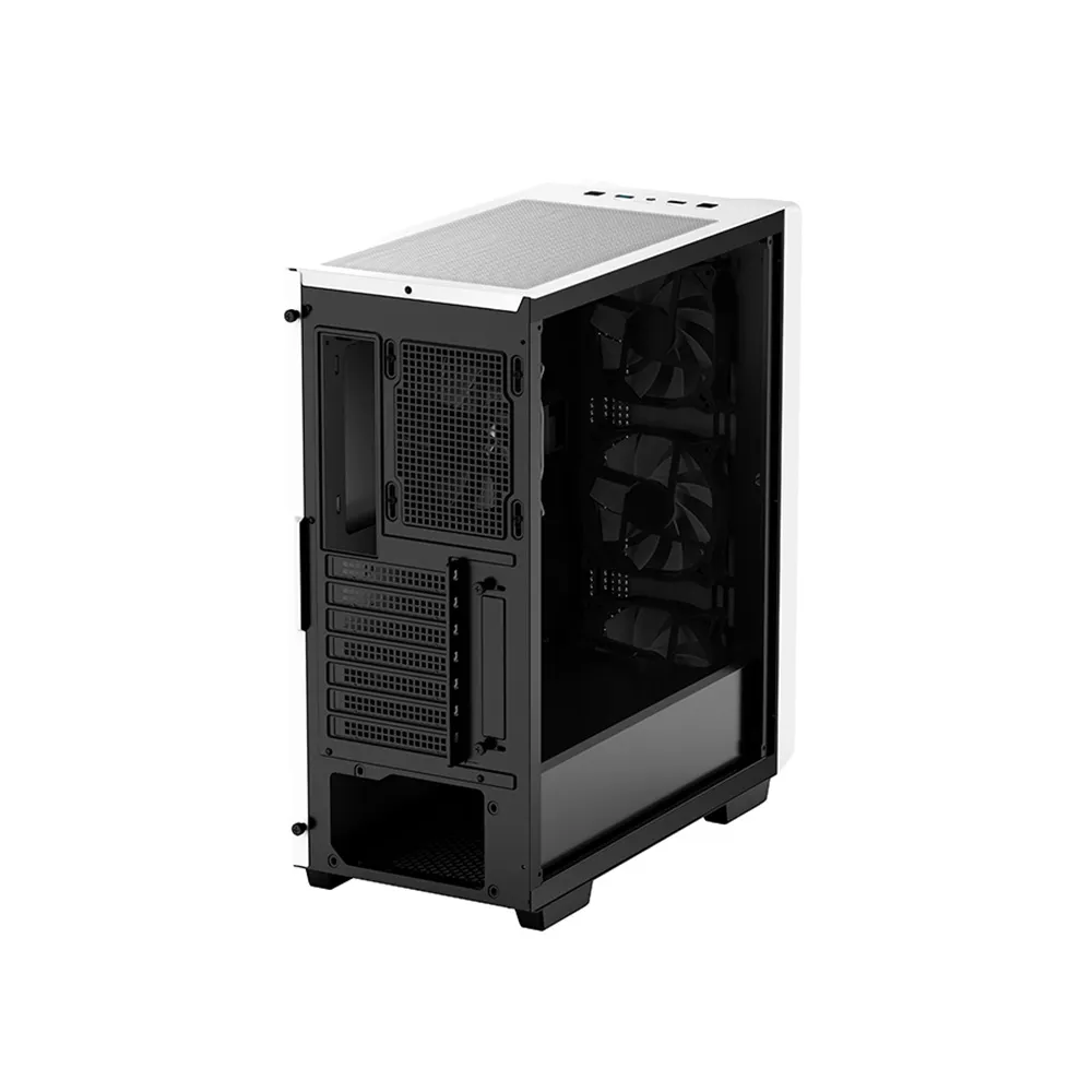 DeepCool CC560 WH Mid-Tower ATX PC Case, 4X Pre-Installed 120mm LED Fans, Tempered Glass Side Panel - White