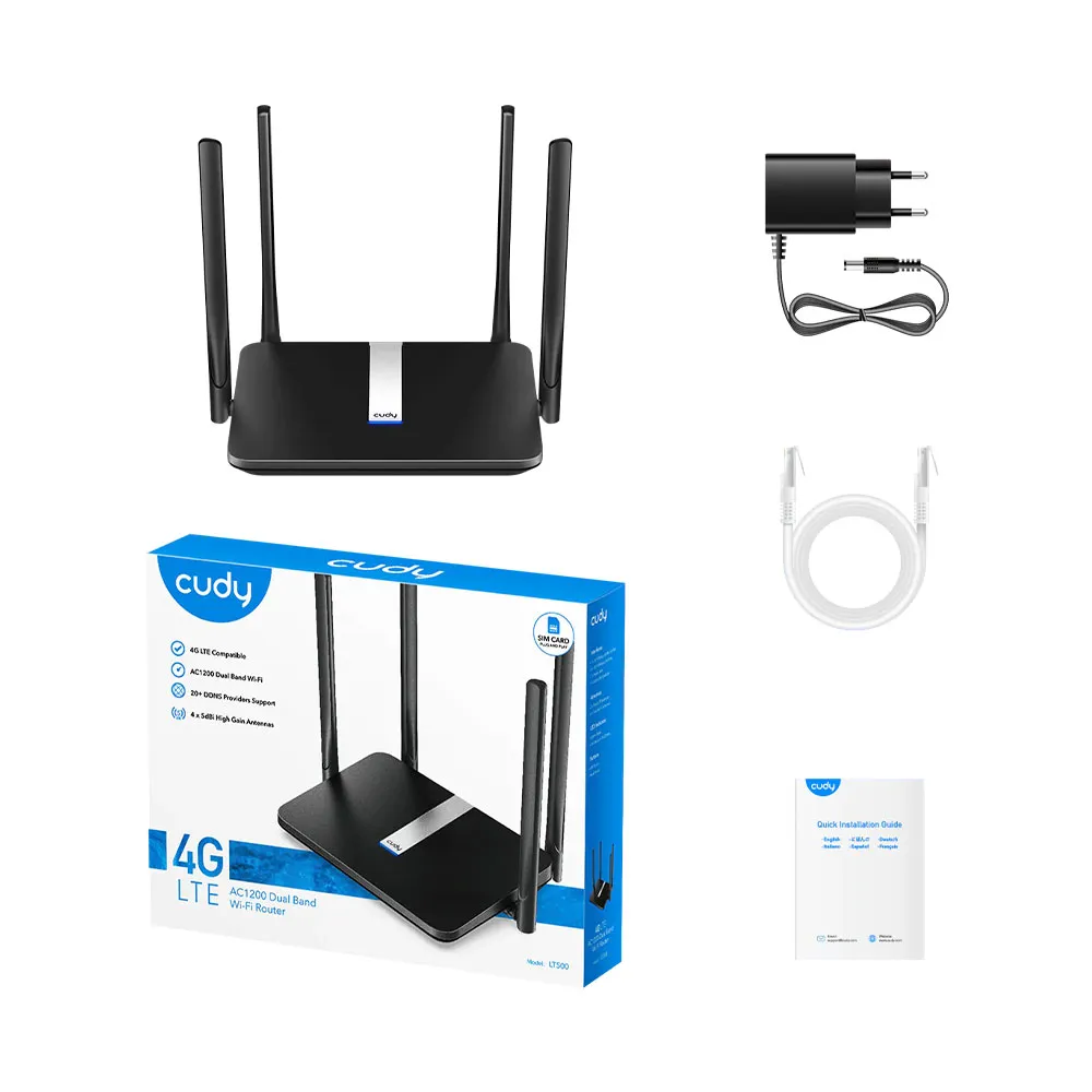 Cudy New AC1200 Unlocked 4G LTE Modem Router with SIM Card Slot, 1200Mbps Mesh WiFi, EC25-AFX Qualcomm Chipset, Detachable Cellular Antennas
