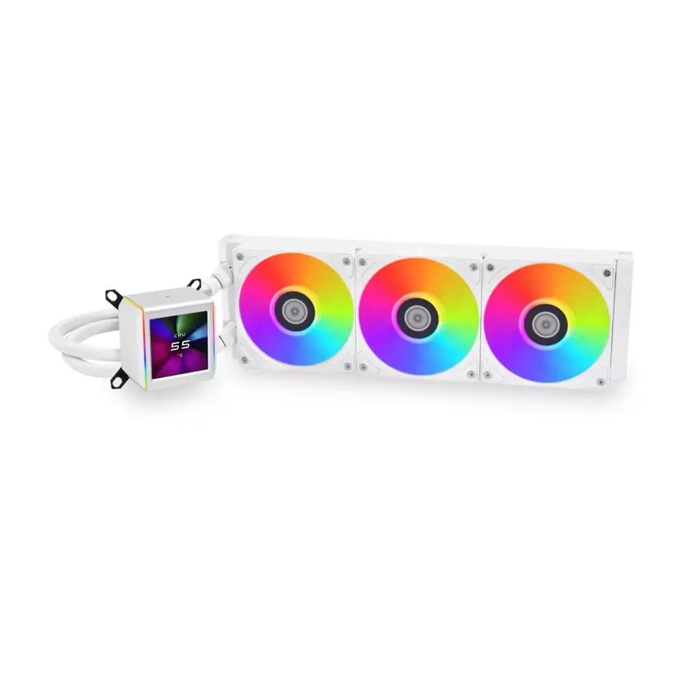 Lian Li Ga II LCD SL-INF 360mm ARGB AIO CPU Water Cooler, LCD Display, Triple Fans - White