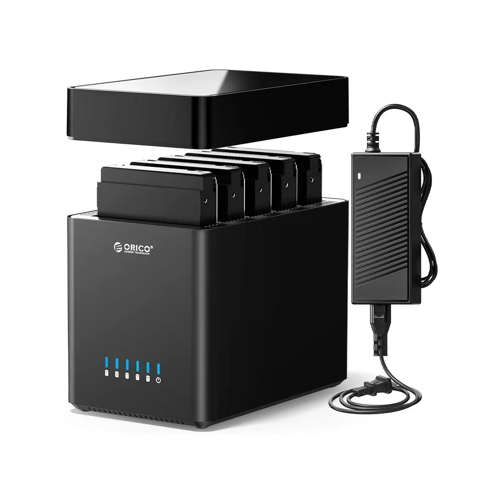 ORICO 5 Bay 3.5inch Hard Drive Enclosure USB 3.0 to SATA Magnetic Tool-Free External HDD Docking Station Case with 12V/6.5A Power Adapter