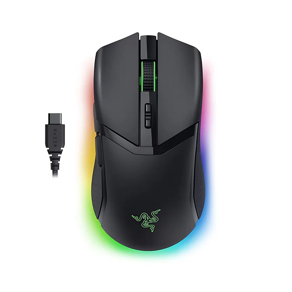 Razer Cobra Pro Wireless Gaming Mouse, Chroma RGB, Up to 30000 DPI, 8 Programmable Buttons, Speedflex Cable USB Type C - Black