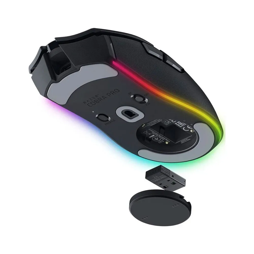 Razer Cobra Pro Wireless Gaming Mouse, Chroma RGB, Up to 30000 DPI, 8 Programmable Buttons, Speedflex Cable USB Type C - Black