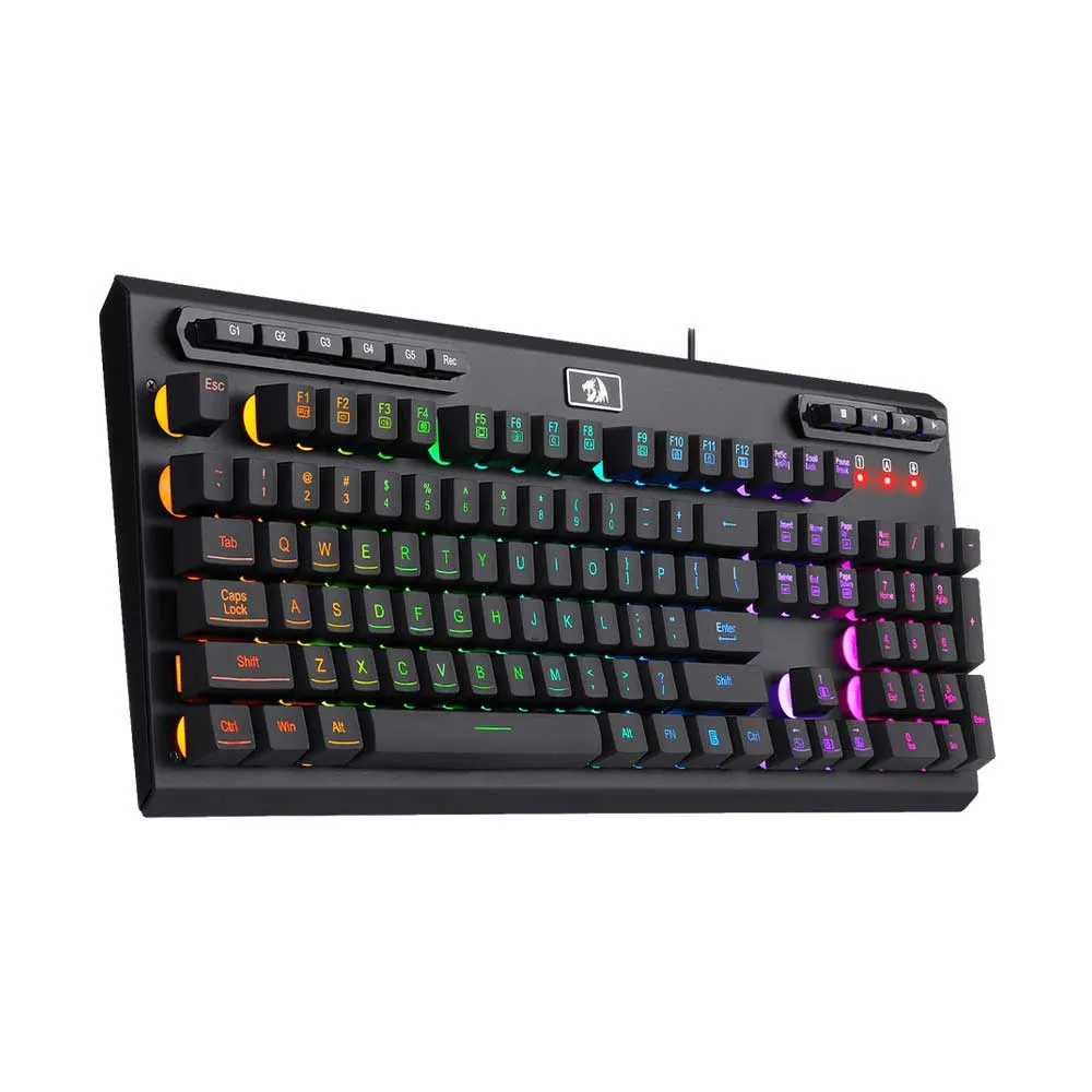 Redragon Manyu K579 RGB Gaming Keyboard, Dedicated Volume Wheel, 5 Programmable Macro Keys G1-G5, Durable Tough ABS Keyboard Base - Black