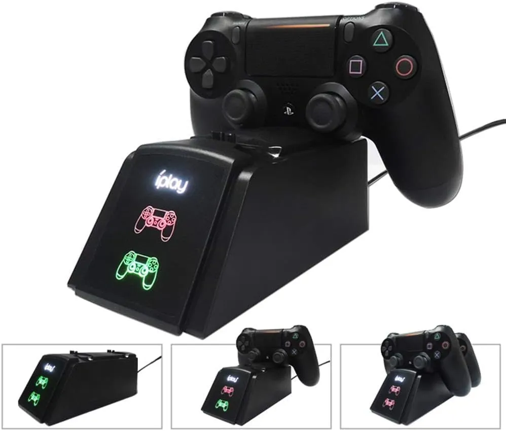 iPlay PS4 Dual Controller Charging Dock Station For Sony PS4/PS4 Slim/ PS4 Pro