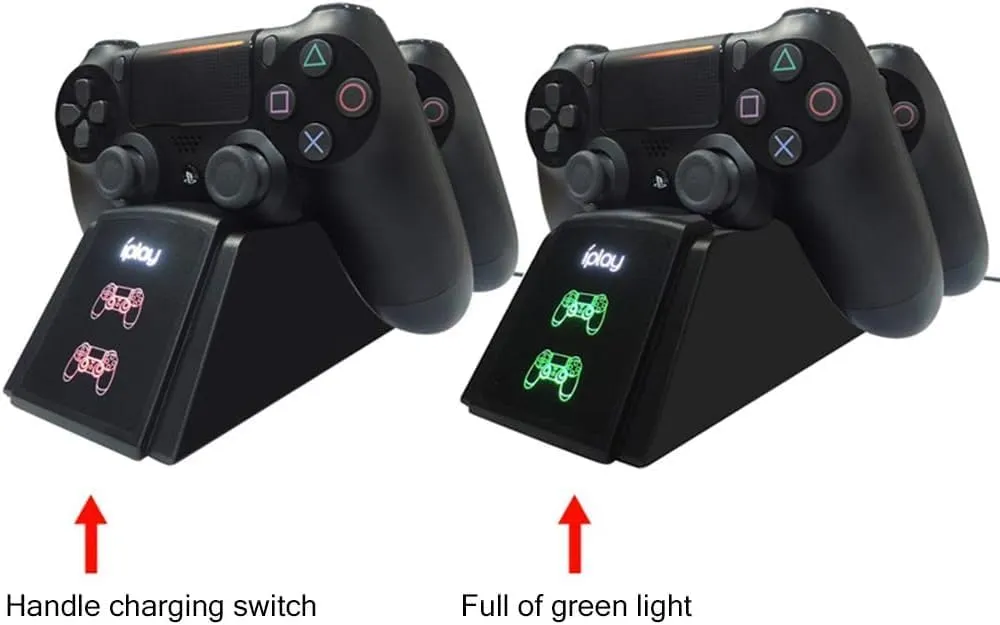 iPlay PS4 Dual Controller Charging Dock Station For Sony PS4/PS4 Slim/ PS4 Pro