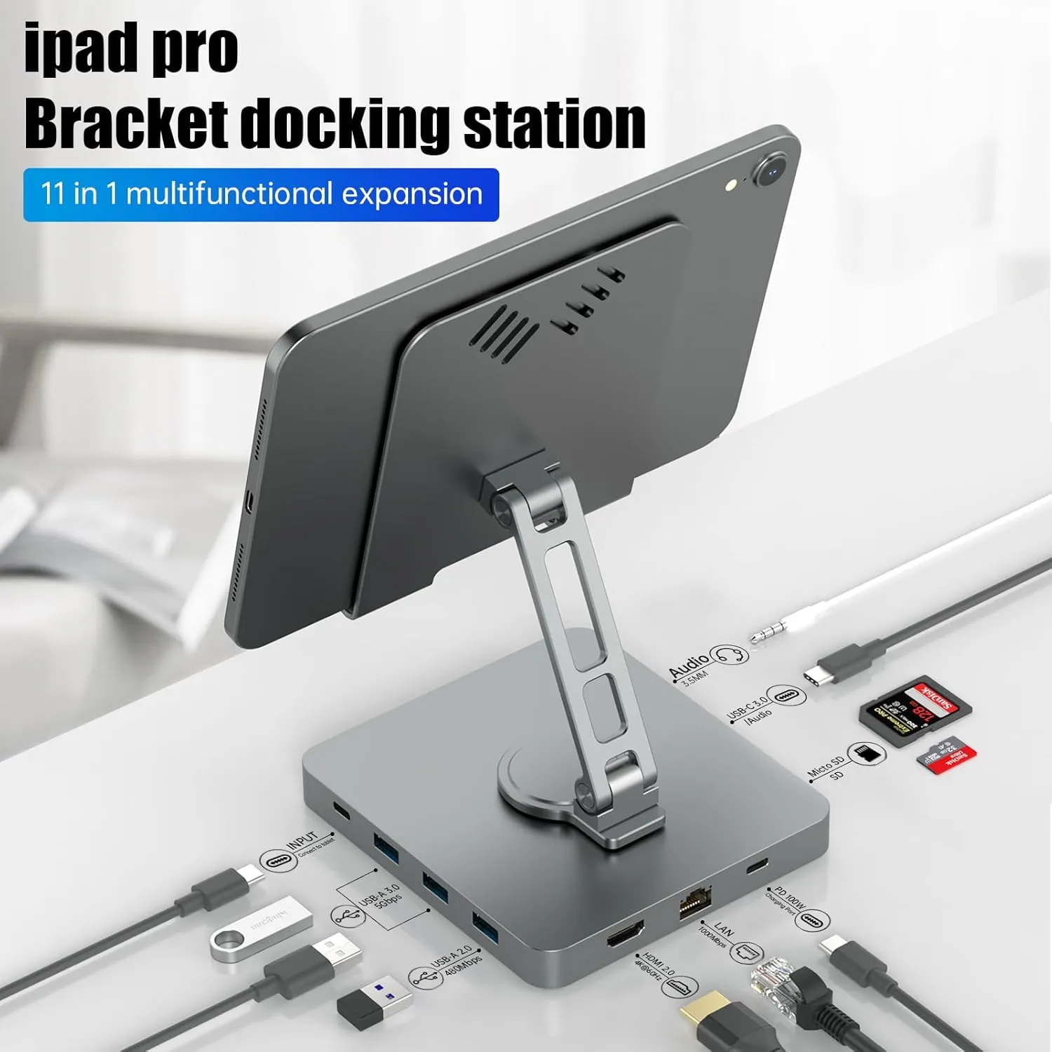 iPad Pro Bracket Docking Station 11 in 1 Multifunctional Expansion ST103