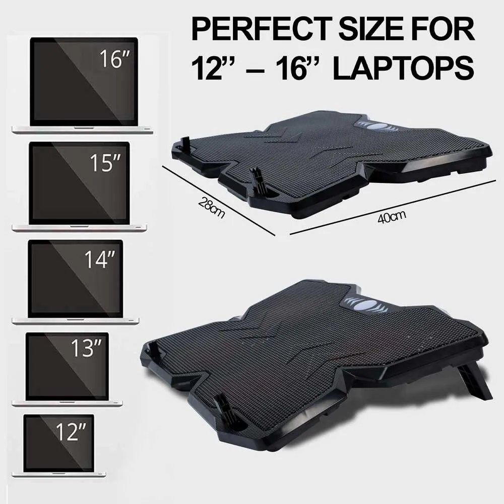 Laptop Cooling Pad F4 Plus, Adjustable Height, 4 Quiet Fan, Red LED, Slim Lap Top Cooler, USB Powered Computer Chill Mat, Gaming Cooler