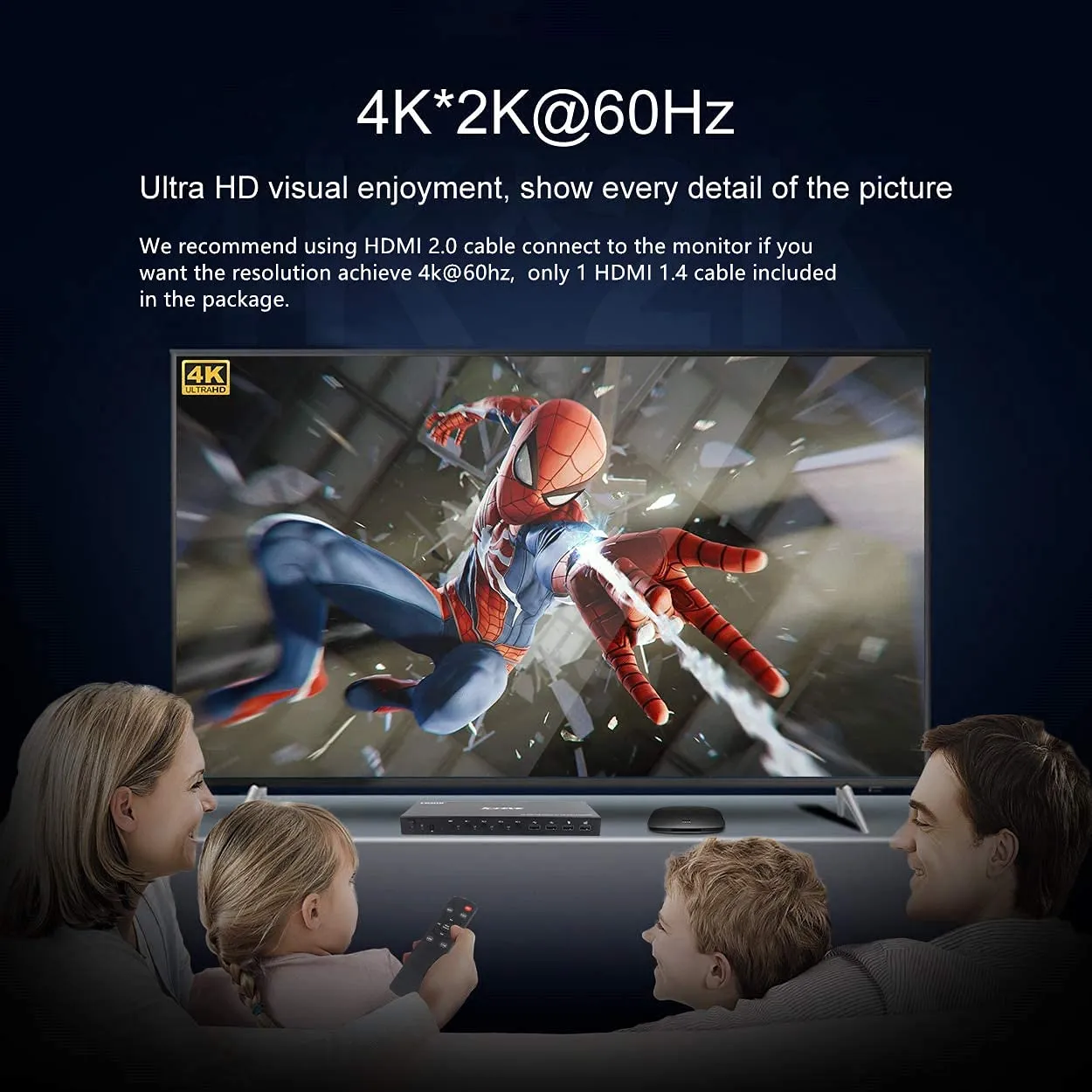 KCEVE KVM Switch 4 Computer 4K@60Hz Win/Linux/Mac with Remote Control