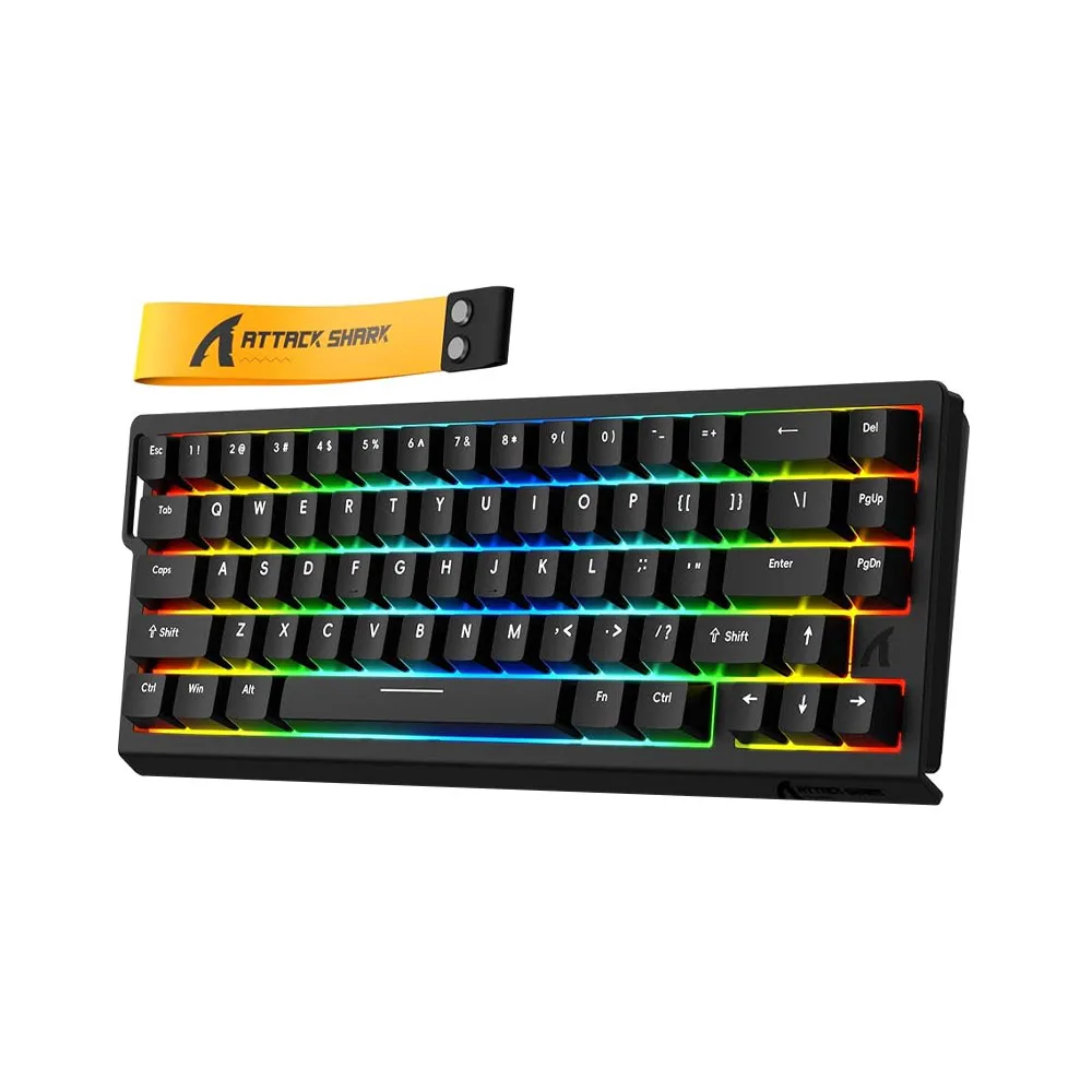 ATTACK SHARK X68 HE 8KHZ Rapid Trigger Keyboard Magnetic Switch, 0.01 mm RT Accuracy, Wired RGB 60% TKL, Adjustable Actuation - Black
