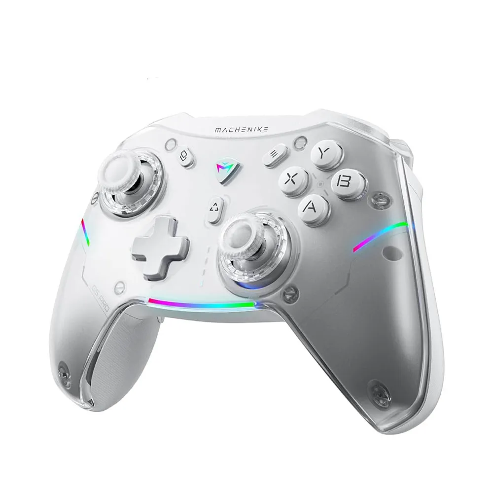 Machenike G5Pro Wireless Gaming Controller for Windows PC,Switch,IOS,Android,PC Controller Hall Effect Joystick/Triggers/Gyroscope,RGB Lights - White