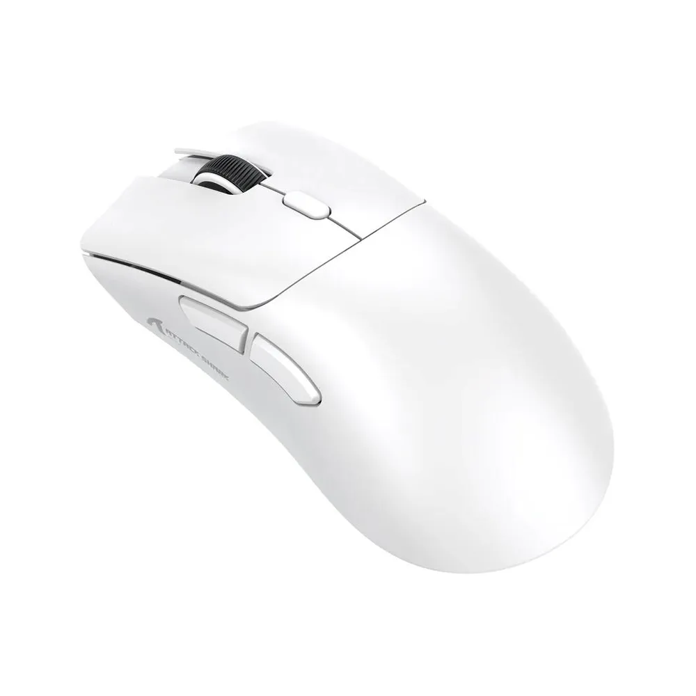 ATTACK SHARK R1 Wireless Gaming Mouse with Tape,Tri-Mode Connection (2.4G/Wired/BT5.2),55g Lightweight,18K DPI, 20 Million Key Life - White