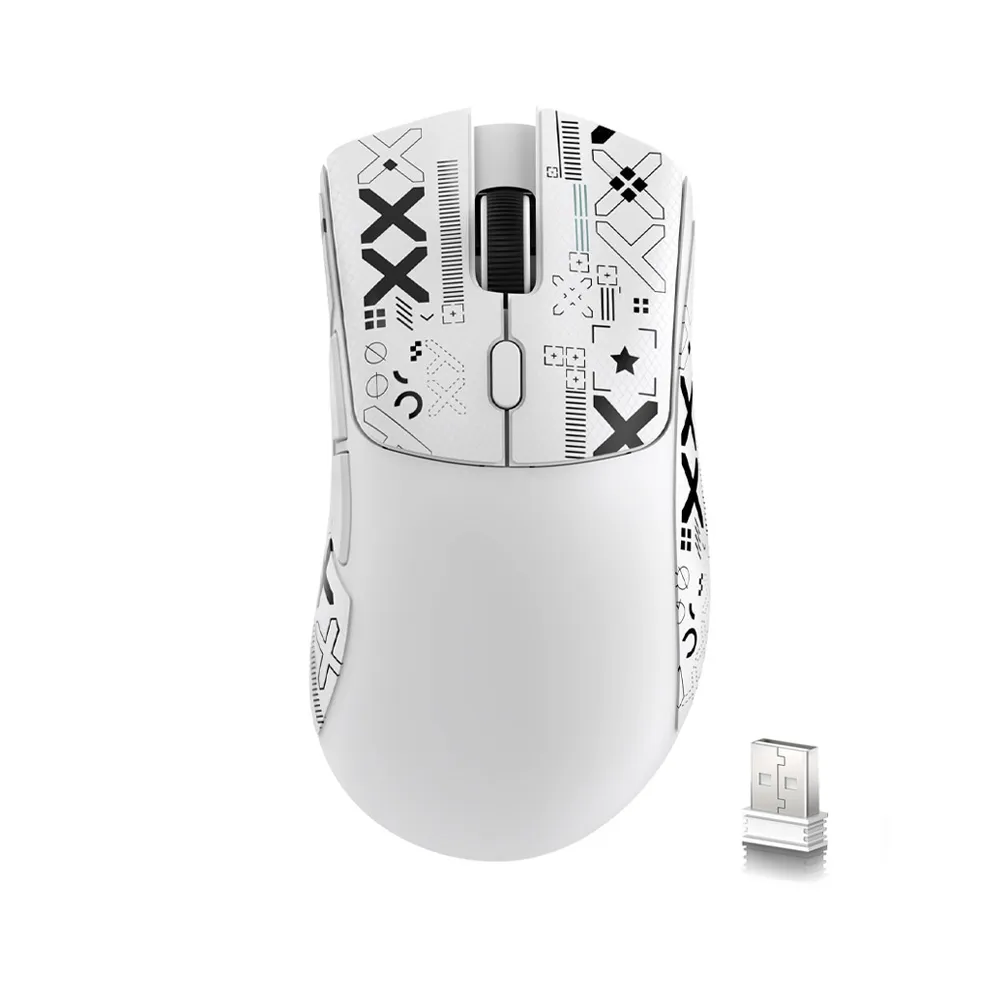 ATTACK SHARK R1 Wireless Gaming Mouse with Tape,Tri-Mode Connection (2.4G/Wired/BT5.2),55g Lightweight,18K DPI, 20 Million Key Life - White