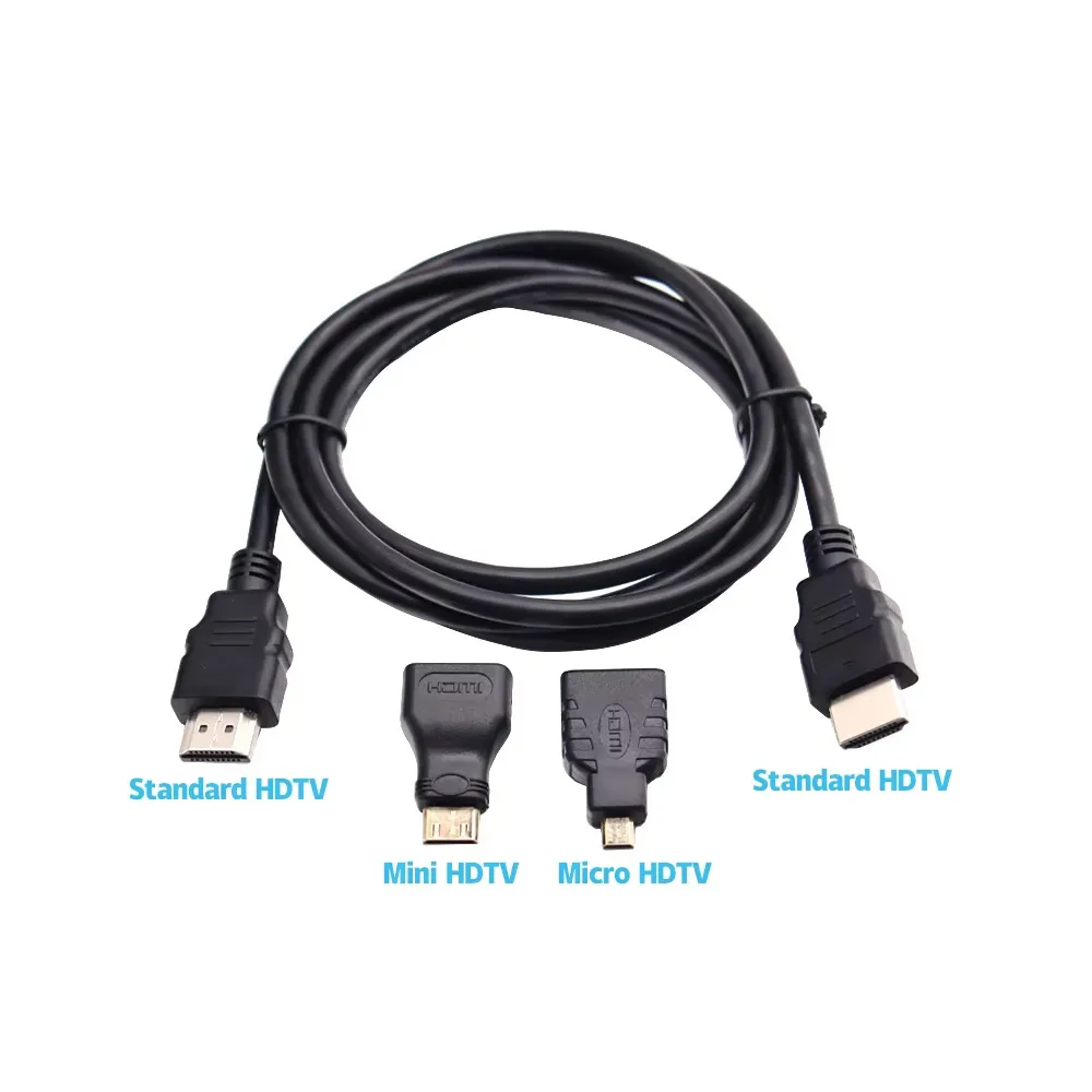 3in1 HDTV HDMi Cable with 2 Adapter Mini and Micro HD - 1.5M