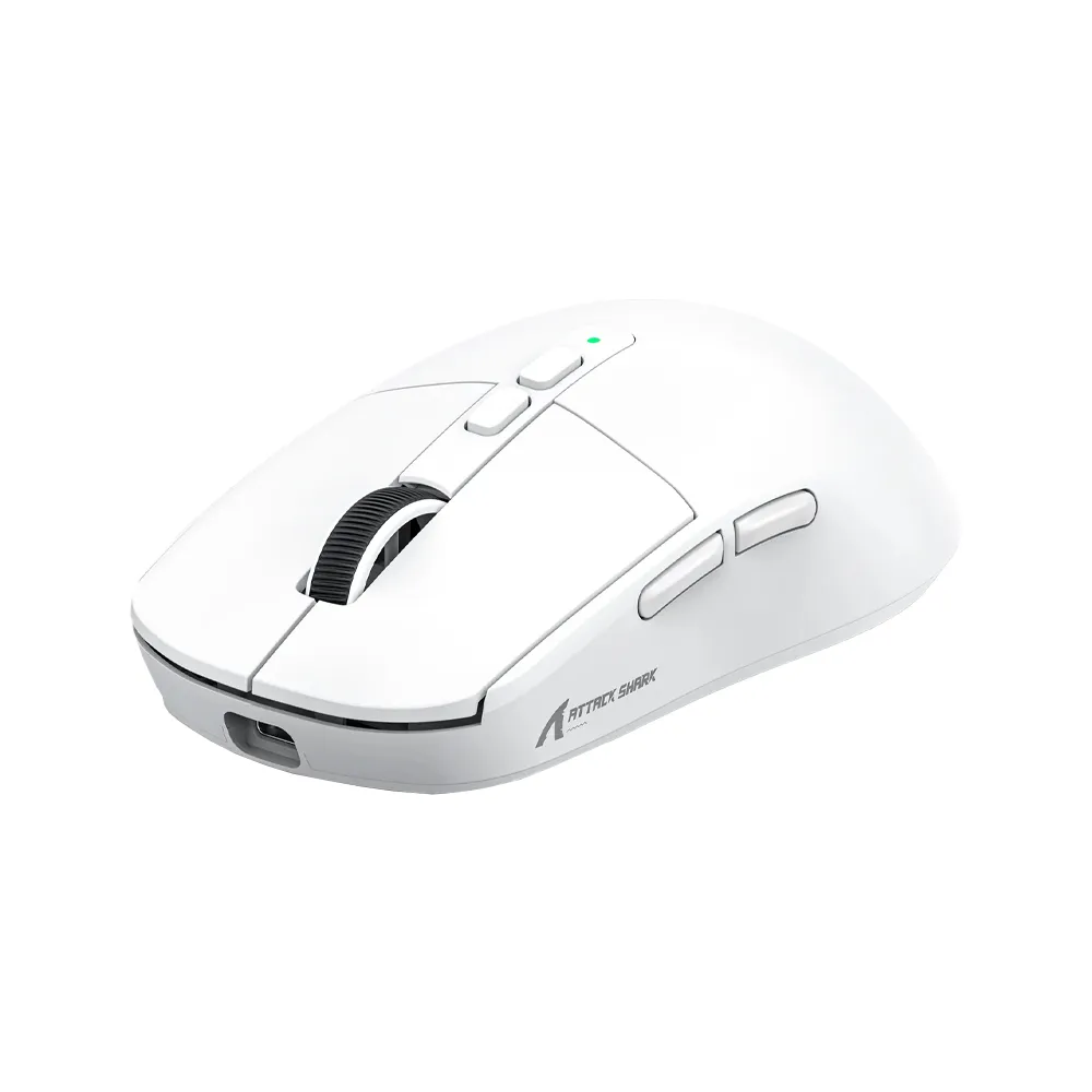 ATTACK SHARK X6 PAW3395 49g Superlight Mouse with Magnetic Charging Station, BT/2.4G Wireless/Wired, 26000 DPI - White