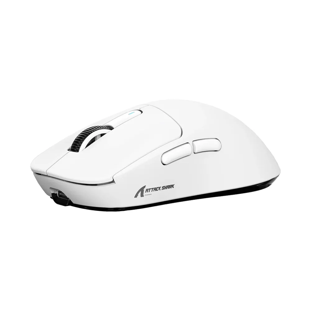 ATTACK SHARK X6 PAW3395 49g Superlight Mouse with Magnetic Charging Station, BT/2.4G Wireless/Wired, 26000 DPI - White