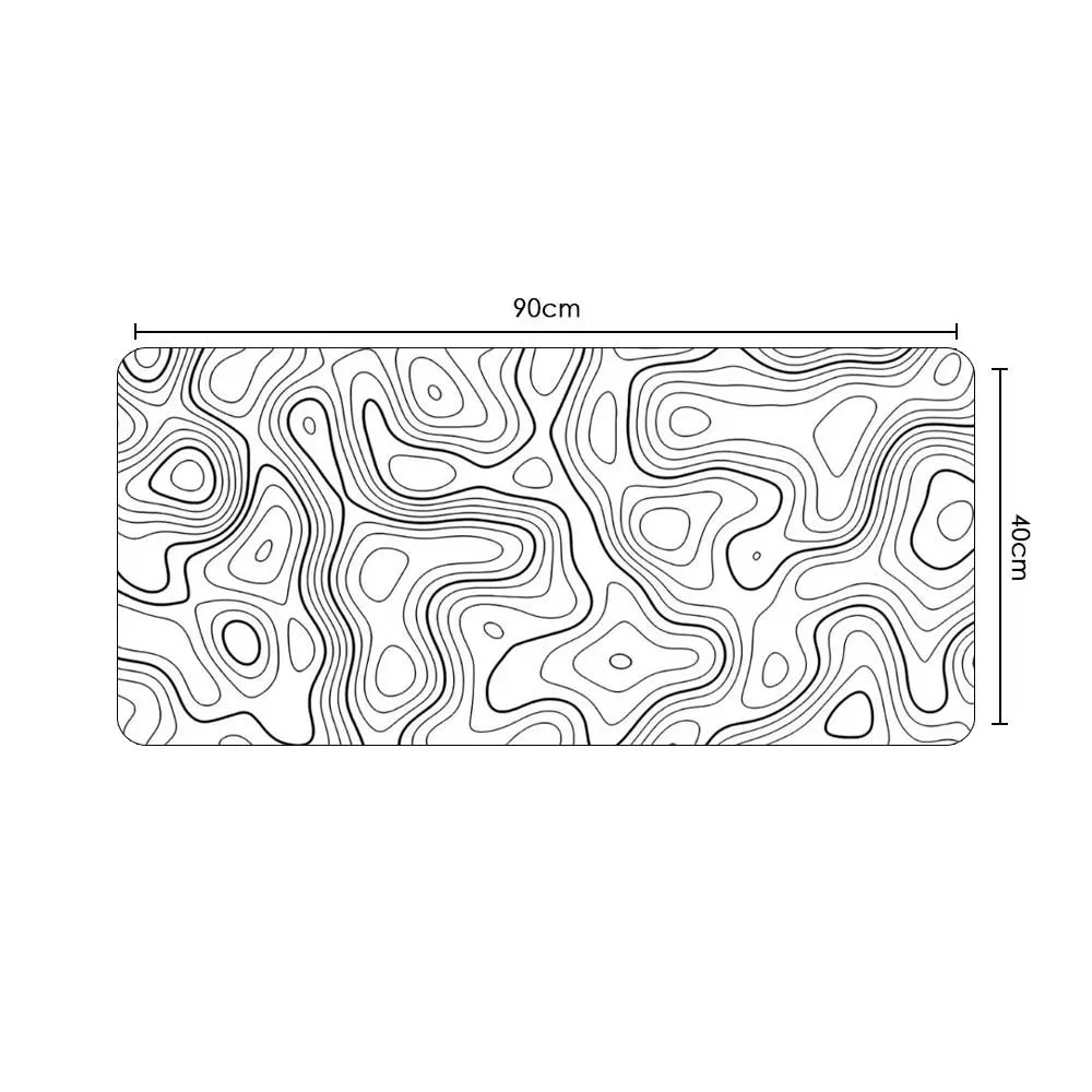 Gaming Mouse Pad, 90X40cm Large Computer Mouse Mat With Minimalist Topographic Map, For Desktop - White