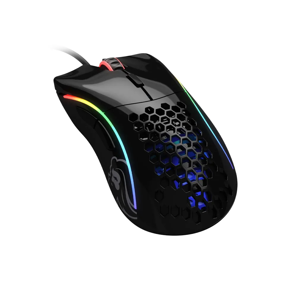 Glorious Model D Honeycomb Wired Mouse, 12k DPI, Superlight RGB PC Mouse, 69g - Glossy Black