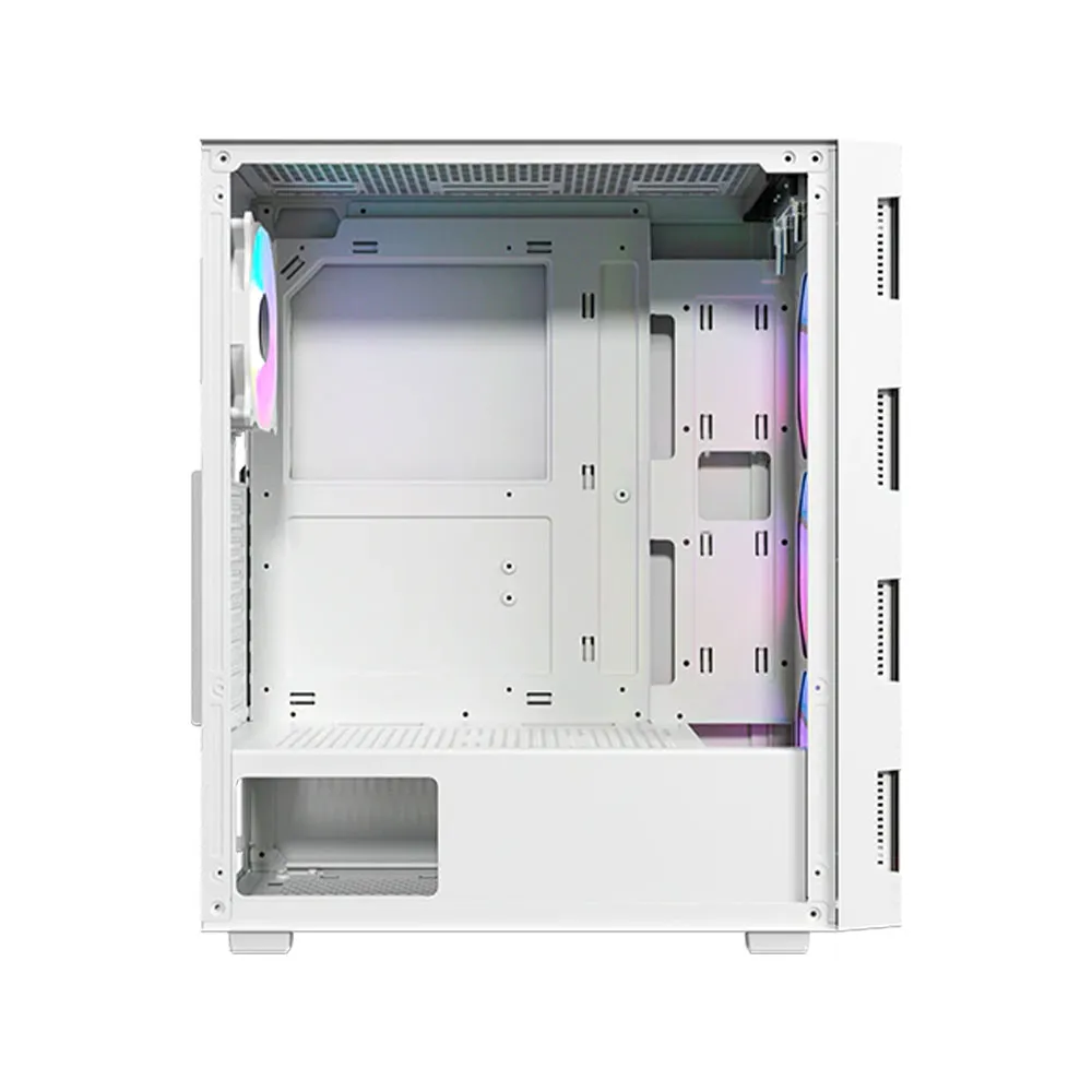 Twisted Minds TM-GM-II Spider ATX Mid Tower Gaming Case, Tempered Glass Side Panel, Efficient Cooling, Magic Dust Filter, 4* 120mm Pre-inst ARGB Fans - White