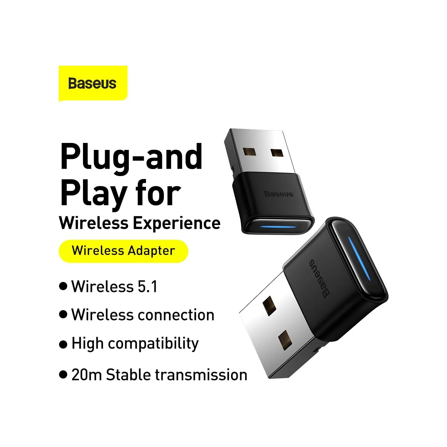 Baseus BA04 Mini Bluetooth 5.0 Adapter Black