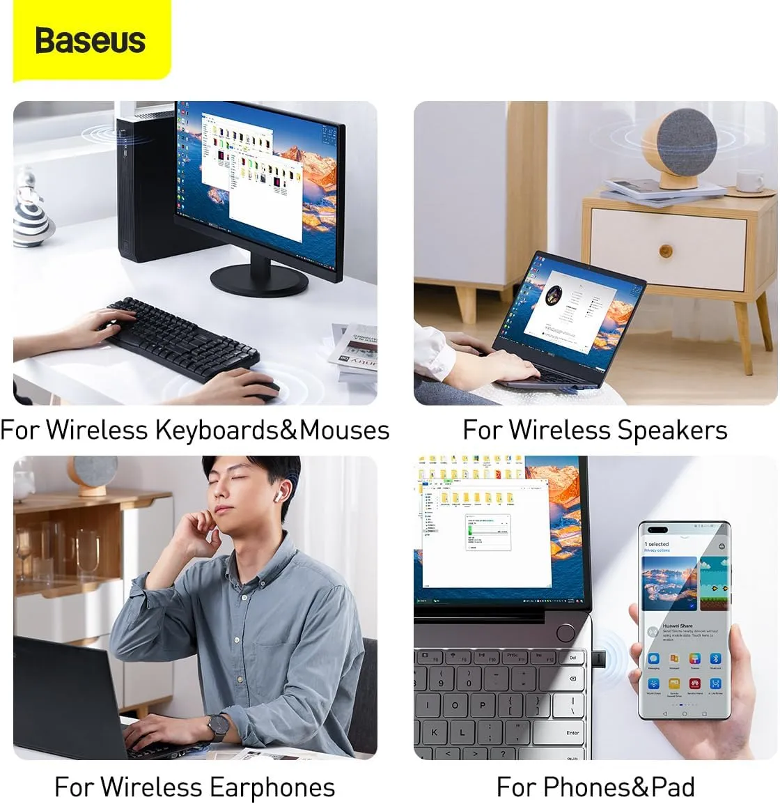 Baseus BA04 Mini Bluetooth 5.0 Adapter Black