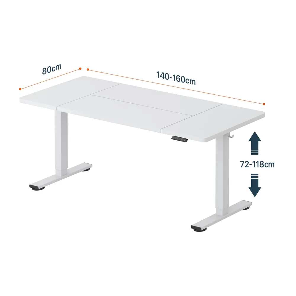 Home Desk - electric desk GD033 -MY05866 ( 140-80cm / 160-80cm ) height 72-118cm - White 
