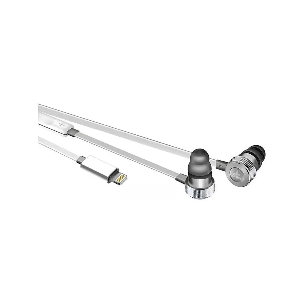 Razer Hammerhead Earbuds for iOS DAC, In-Line Mic & Volume Control, Lightning Connector - Mercury White