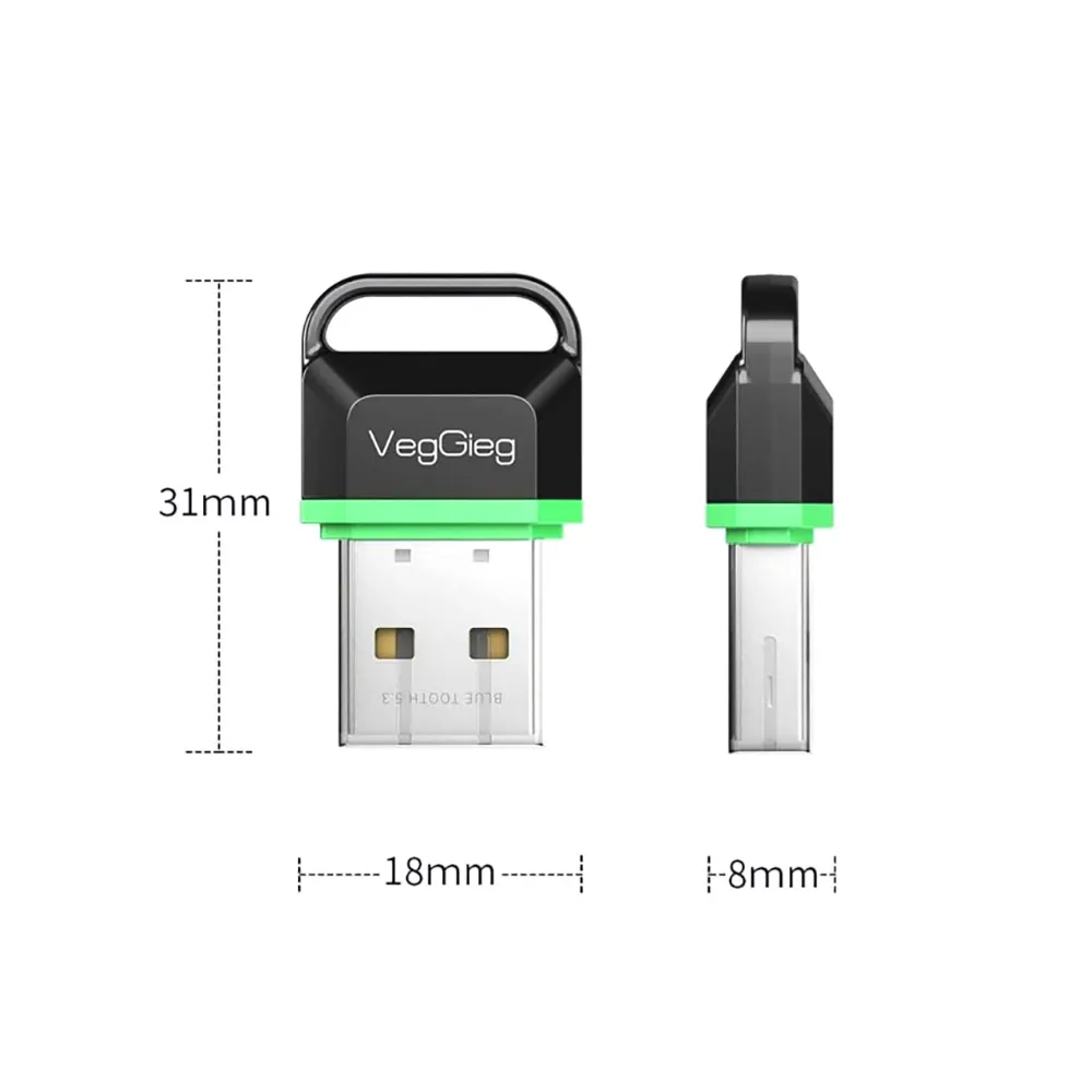 VegGieg V-UB503 USB Bluetooth Adapter 5.3 Receiver Transmitter Wireless Adapter, Up to 20m