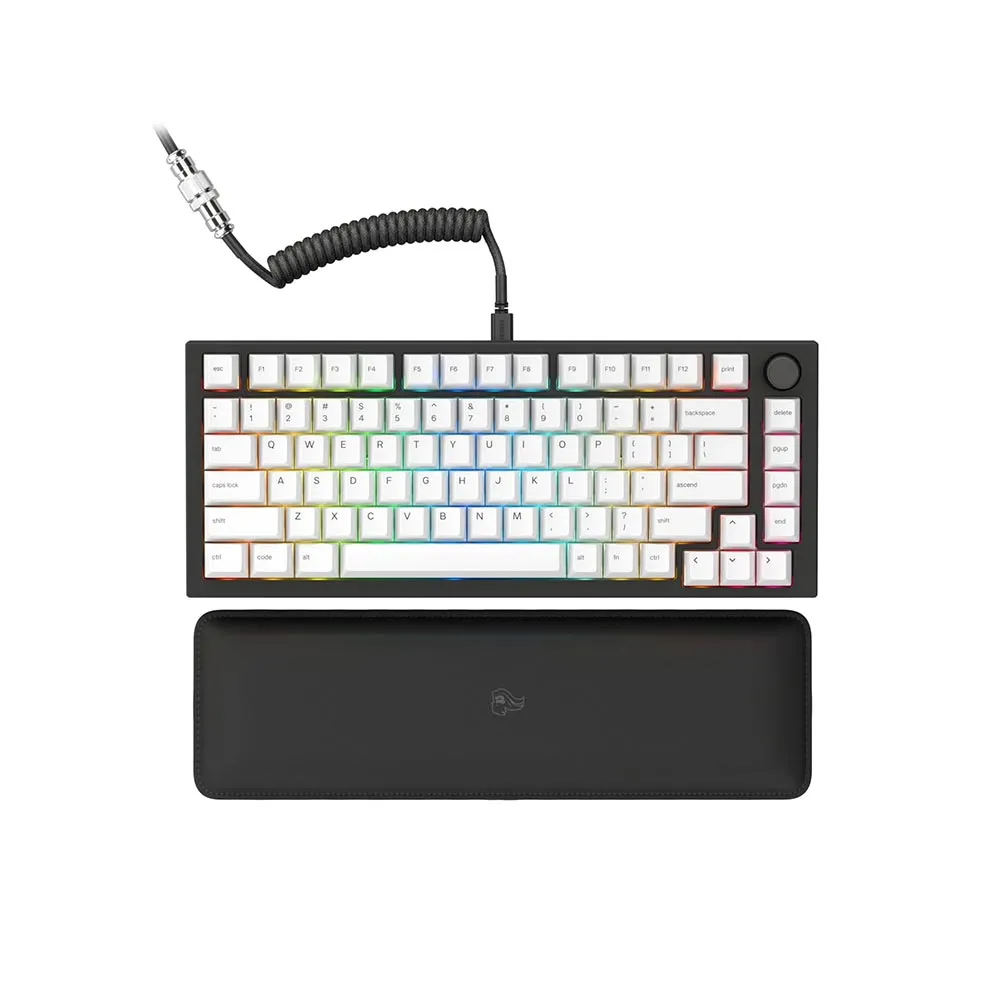 Glorious GMMK Pro 75% USB Gaming Keyboard Fox Linear Switch White Keycaps Black Frame, Wired