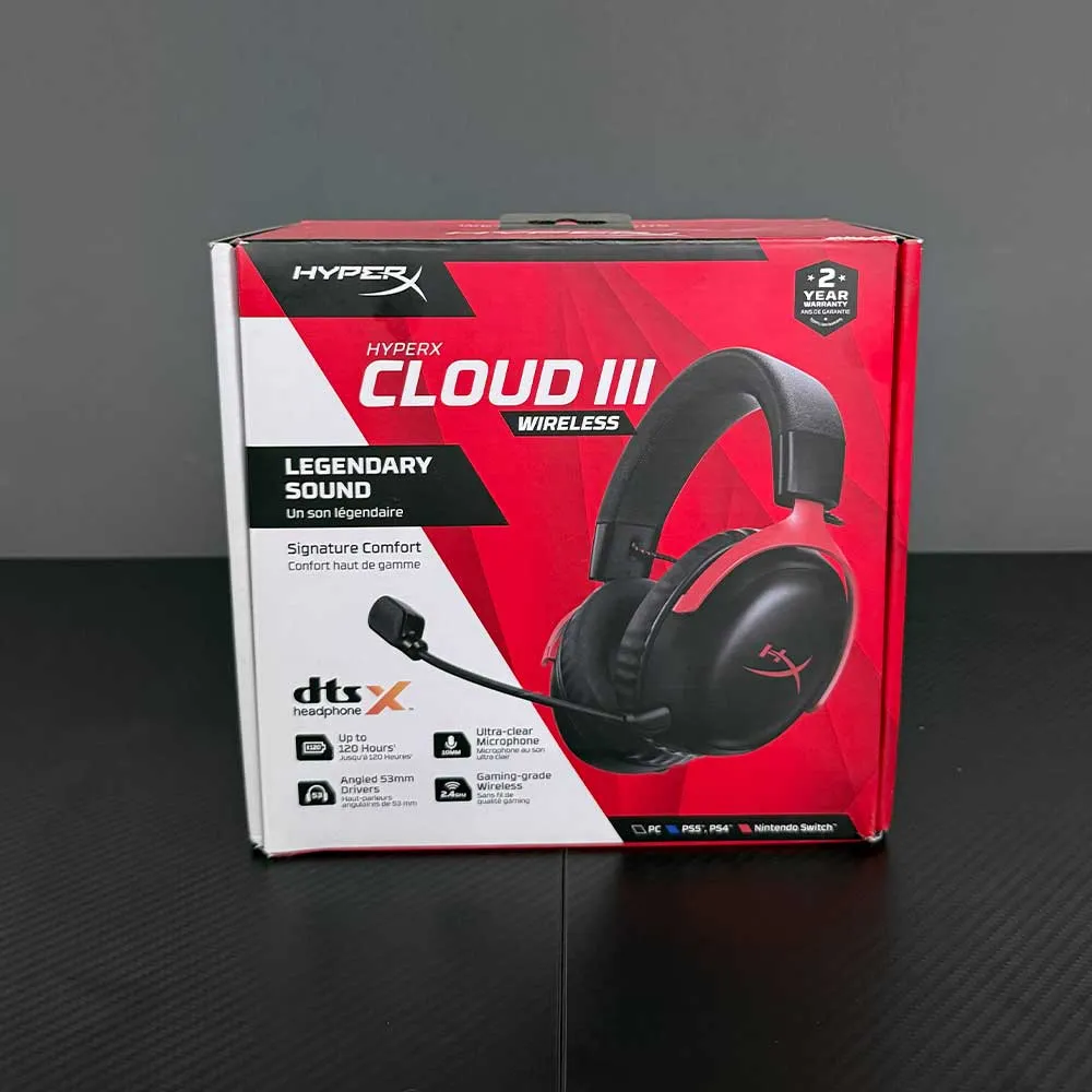 HyperX Cloud III Wireless, Gaming Headset for PC, PS5, PS4, up to 120-hour Battery, 2.4GHz Wireless, 53mm Angled Drivers, 10mm Microphone - Used