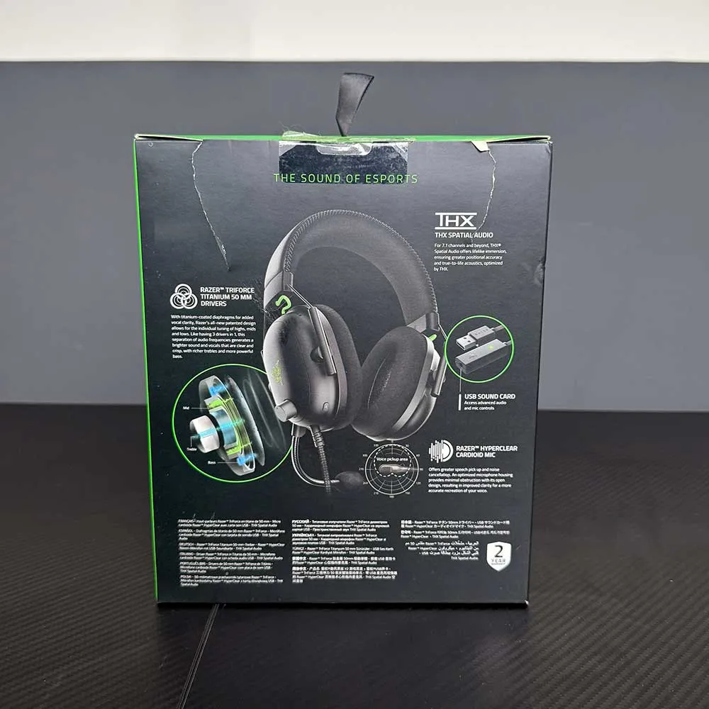 Razer Blackshark V2 And USB Sound Card Multi-Platform Headset For Esports Pc/Mac/Playstation 4/ Switch/ Xbox 1/ Smartphone 50mm Drivers - Used