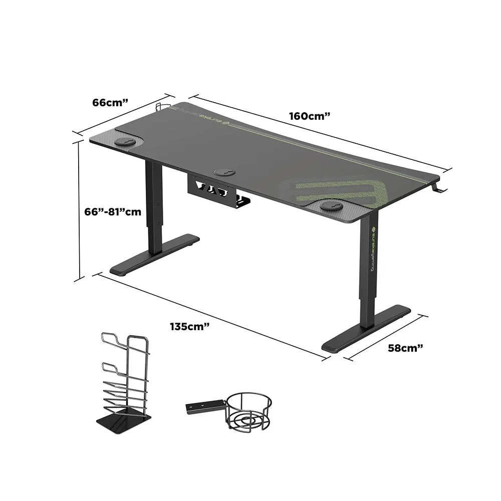 Eureka Ergonomic ERK-IM6301-BK Manual Height Adjustable Gaming Desk