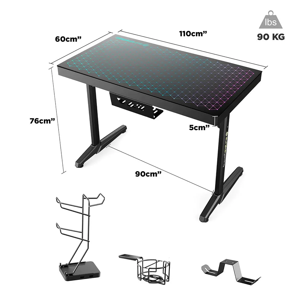 Eureka Ergonomic ERK-GTG-I43-V1-EU RGB LED Gaming Desk