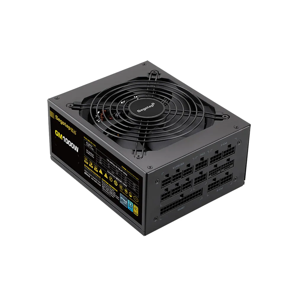 Segotep GM1000W Power Supply 1000W, PCIe 5.0 & ATX 3.0 Full Modular 80 Plus Gold Certified Gaming PSU - Black