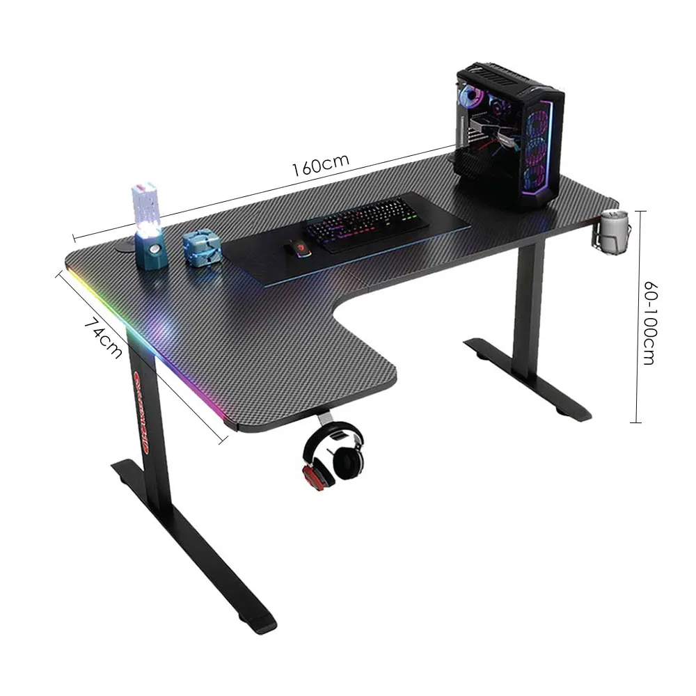 Gaming Desk RGB  D2200 160*60-100*74 - Black