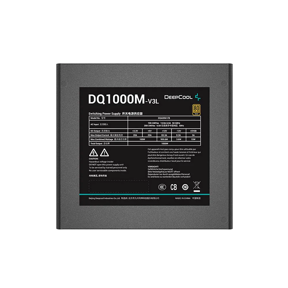 Deepcool DQ1000M-V3L 1000 Watt, 80 Plus Gold Fully Modular Power Supply/PSU for Gaming PC