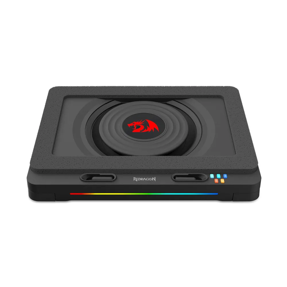 Redragon GCP512 Laptop Cooling Pad with 5.9" Fan, Rapid Cooling for 15-17 Inch Laptops, Variable Speed Control, 4 Adjustable Heights, RGB Quiet Cooling Pad with Phone Stand