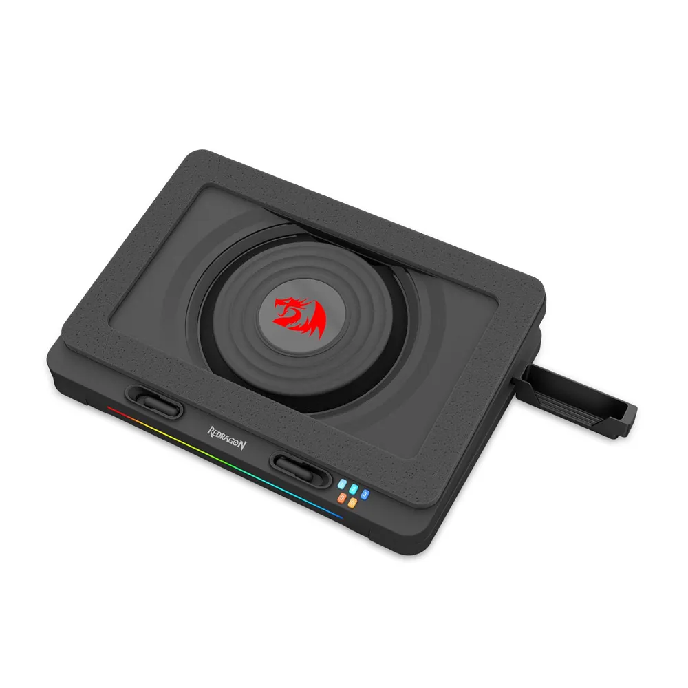 Redragon GCP512 Laptop Cooling Pad with 5.9" Fan, Rapid Cooling for 15-17 Inch Laptops, Variable Speed Control, 4 Adjustable Heights, RGB Quiet Cooling Pad with Phone Stand