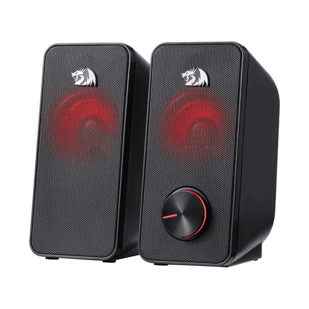 Redragon GS500 Stentor PC Gaming Speaker, 2.0 Channel Stereo Desktop Computer Speaker with Red Backlight