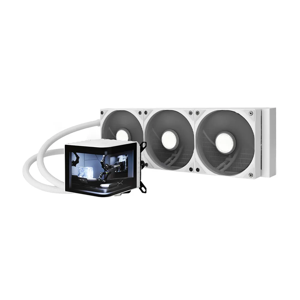 TRYX Panorama 360 ARGB 360mm AIO 6.5'' AMOLED L-Shaped Screen 3D Anamorphic Effect Display Customizable AIO Cooler 360mm - White