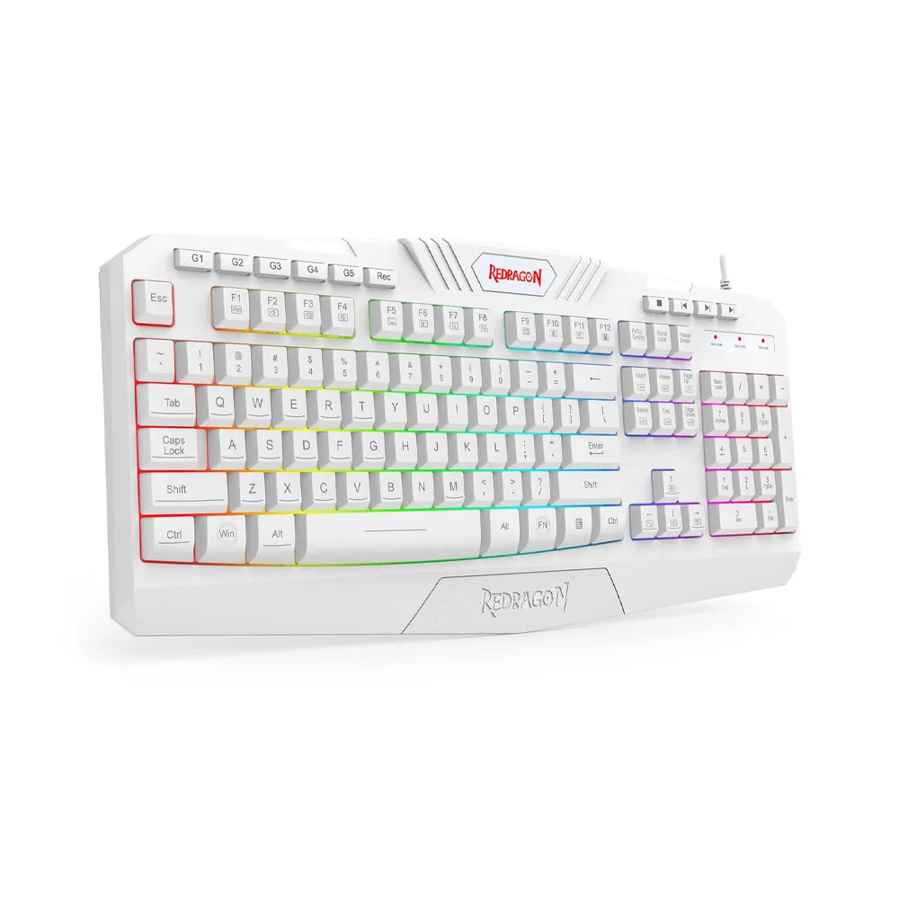 Redragon Updated S101W-1 Programmable Gaming Keyboard and Mouse, RGB Backlit Keyboard Mouse with Software - White