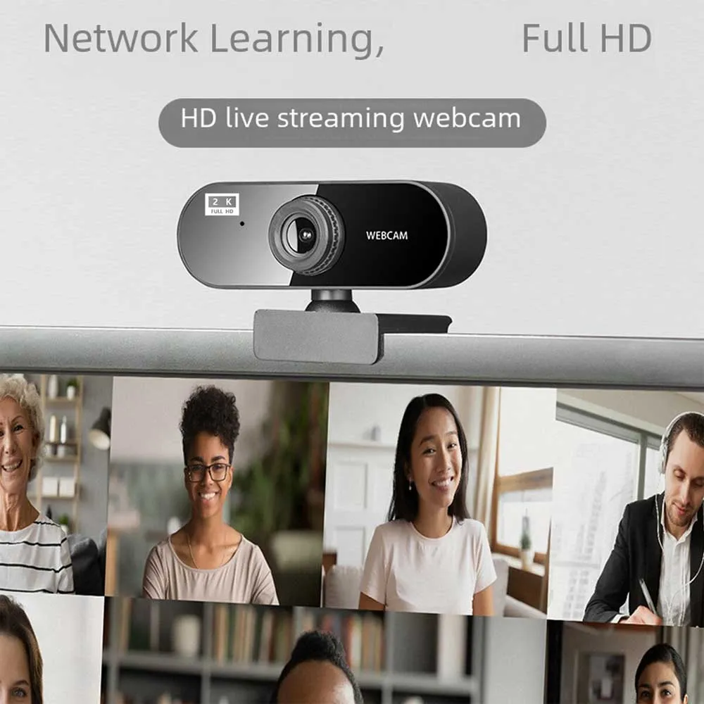 Webcam Full HD -2K A03 - 2K 30FPS - FHD 60FPS- Built-In Microphone Adjust focus Manual - Black