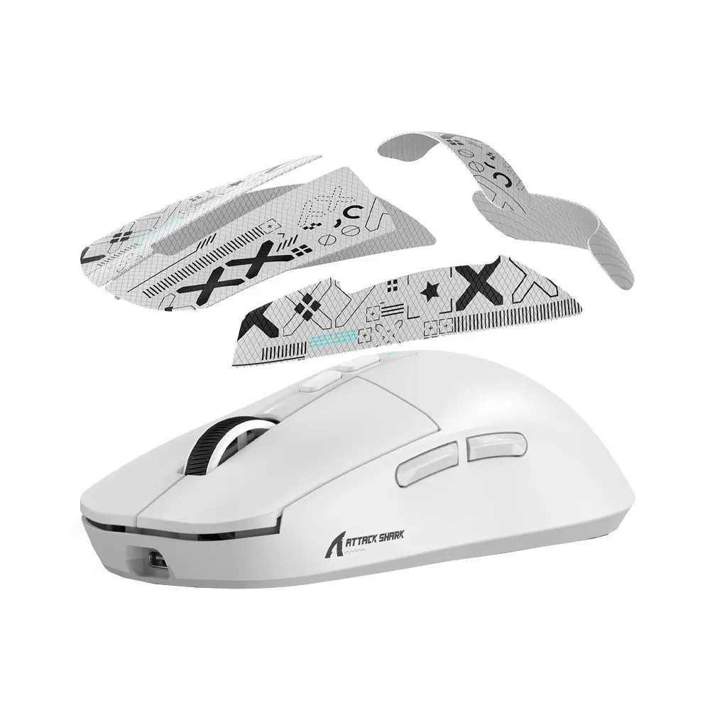 ATTACK SHARK X6 PAW3395 49g Superlight Mouse with Magnetic Charging Station, BT/2.4G Wireless/Wired, 26000 DPI - White