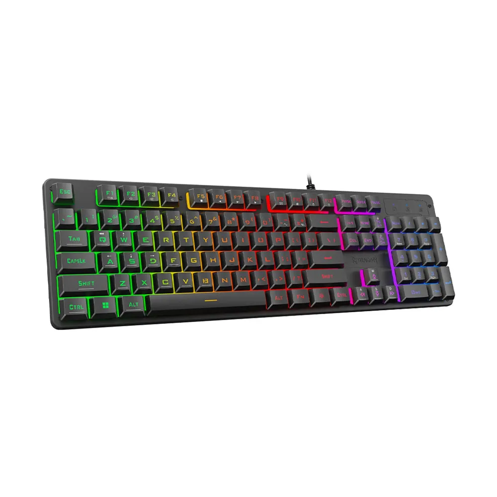 Redragon Netherbane K521 Upgrade Rainbow LED Gaming Keyboard, 104 Keys Wired Mechanical Feeling Keyboard with Multimedia Keys, One-Touch Backlit, Anti-Ghosting - Black