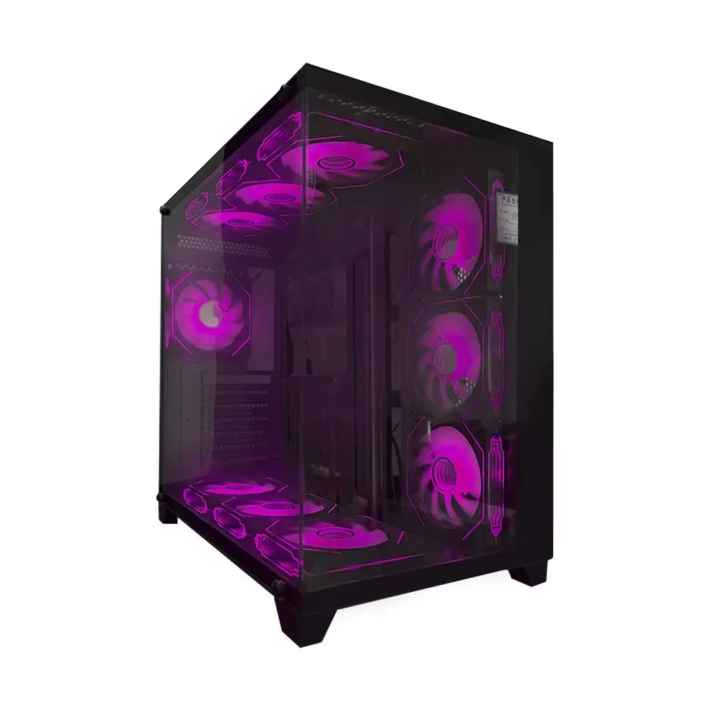 Manmu Mid Tower Double Chamber Gaming Case +10 RGB Fans - Balck