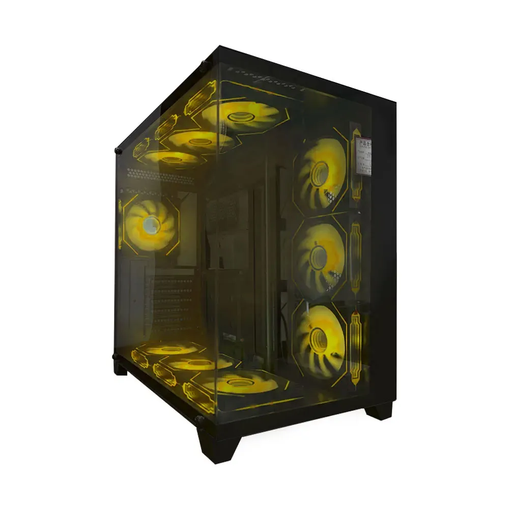 Manmu Mid Tower Double Chamber Gaming Case +10 RGB Fans - Balck